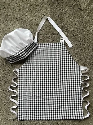 Child's/kid's Chef/cook's Lined Apron And Adjustable Hat. Check Design. • £6.75