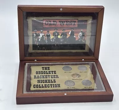 Obsolete Racketeer Nickels Five (5) Coin Collection No Cents Wood Box Display • $35.99