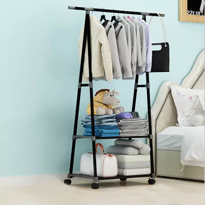 Heavy Duty Clothing Garment Rack Rolling Clothes Organizer Double Rails Hanging • $23.29