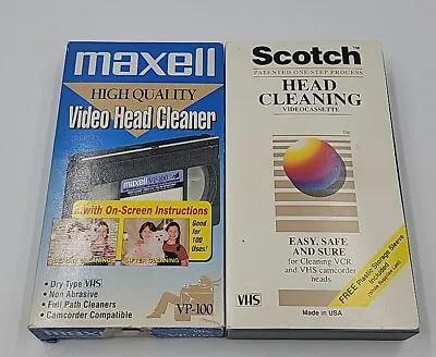 Lot Of 2 VCR VHS Video Cassettes Tape Head Cleaner Scotch And Maxell • $19.99