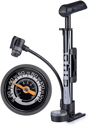 Mini Bike Pump With Gauge - Portable Bicycle Tire Pump - 120 PSI Bike Air Pump • $29.98