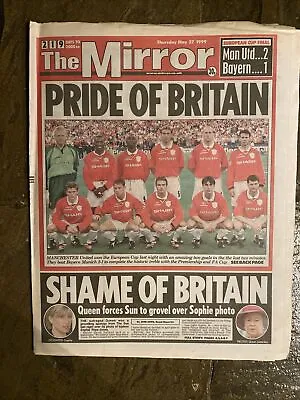 The Mirror Newspaper Manchester United 1999 Treble Winning Full Paper • £25.99