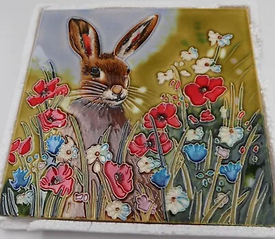 Fiesta Studios Rabbit & Flowers Ceramic Tile Picture • £25