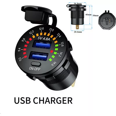 Waterproof Motorcycle Dual USB Fast Charger Socket Adapter LED Digital Voltmeter • $14.89