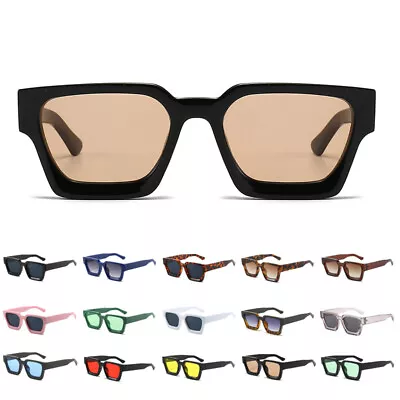 Retro Thick Rectangle Chunky Sunglasses Women Men Trendy Square Shades Glasses • £7.99