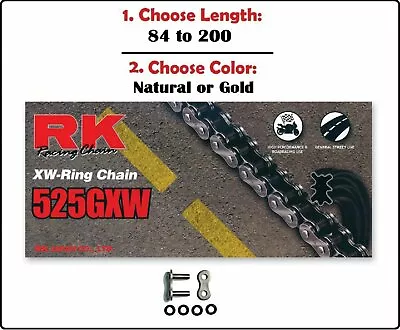 RK 525 GXW Xring Motorcycle Drive Chain Natural Or Gold With Rivet Master Link • $132.50