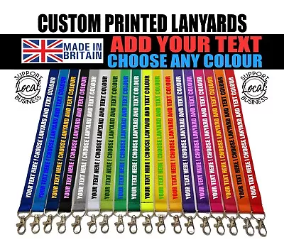 Printed Lanyards Personalised Custom Any Text Colour Safety Break ID Card Holder • £4.98