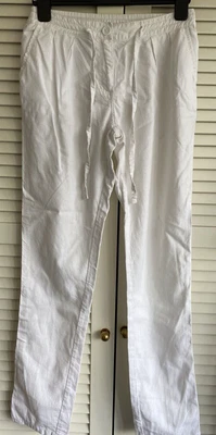 £3.99 • Buy Next White Linen Blend Narrow Leg Trousers Size 8 Long