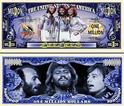 Bee Gees Pop Band Commemorative Million Dollar Bills X2 Barry Robin Maurice Gibb • £1.99