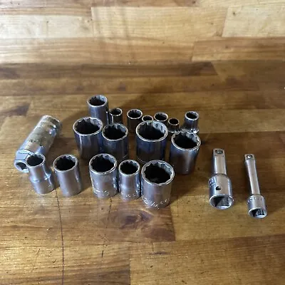 Vintage Craftsman USA 19 Pc. Socket Set Metric & SAE 3/8” & 1/2” Drive V Series • $35.75