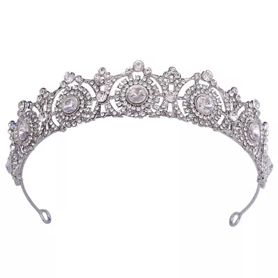 3.2cm'Tall Tiara Crystal Crown Wedding Queen Princess Prom 2 Colors For Women • £17.19