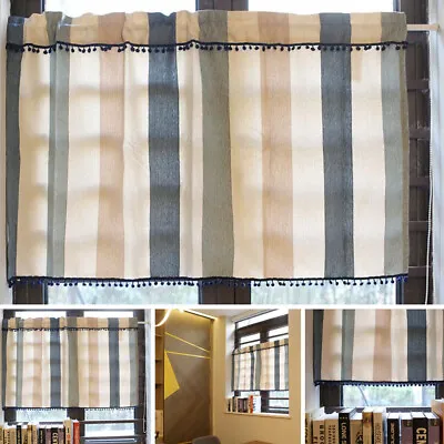 Vintage Pom Pom Tassel Half Cafe Curtain Window Curtain Drape Short Kitchen • $15.65