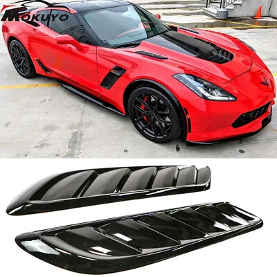 Glossy Black Front Hood Side Air Flow Vent Hole Cover Decor Trim Car Accessories • $19.99