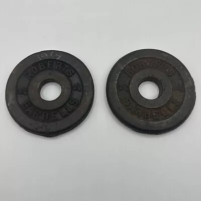 2 Vintage Roberts Barbells 2-1/2 Pound Iron Weight Plates (5 Pounds Total) • $19.95