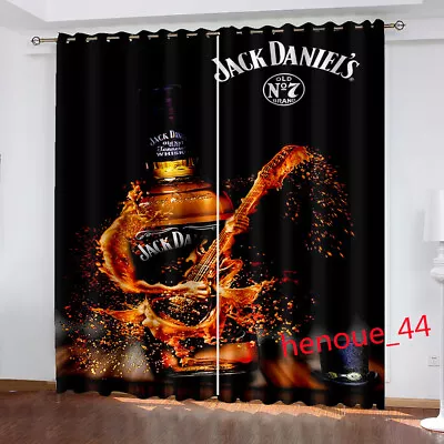 Jack Daniels Whiskey Pair Thick Blackout Bedroom Curtain Thermal Ring Top Eyelet • $25.89