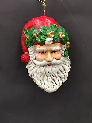 Vintage Santa Head Ornament Plastic Hand Painted Victorian Blow Mold • $12.94