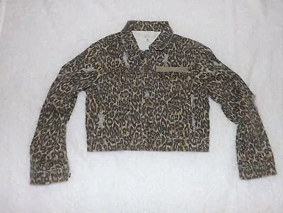 Vintage Havana Cheetah Print Cropped Distressed Jacket Women's Medium • $15