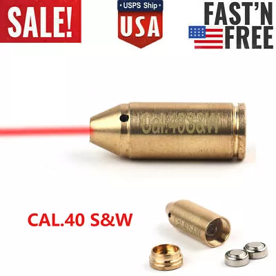 .40 S&W Laser Boresighter Brass 2X Battery 40 Cal In-Chamber Red Dot Bore Sight • $11.78