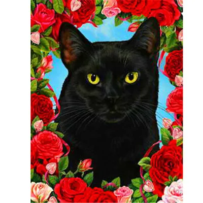 $13.30 • Buy 5D Diamond Painting Rose Frame Cat Full Round Drill DIY Picture (W886)