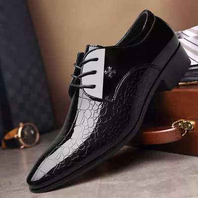 Mens Formal Oxford Dress Business Casual Wedding Party Pointed Toe Leather Shoes • £34.79