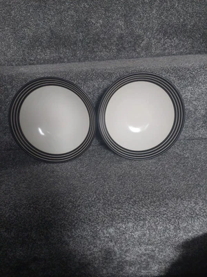 Denby Intro Stripes Black Cereal Bowl X 2 18cm No CCC's • £4