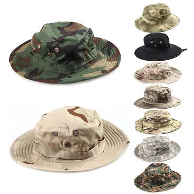 Tactical Military Bucket Mens Fisherman Headwear Hiking Cap Army Camo Sun Hat • $18.68