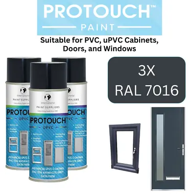 3x RAL 7016 Anthracite Grey PVC UPVC Windows Door Cabinerts 400ml Satin Finish • £16.04