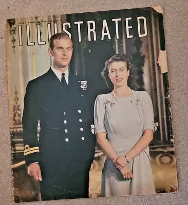 Vintage 1940s Illustrated Magazine - November 22 1947  Elizabeth & Phillip • £6.99