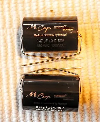 PAIR TWO Mundorf MCap 1000 VDC SUPREME Silver-Oil Cap Capacitor 0.47uf 0.47 Uf  • $75.95