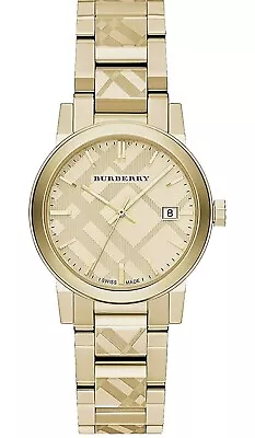 Engraved Gold Check Date Dial 38mm Unisex Men Women Wrist Watch The City BU9038 • $495