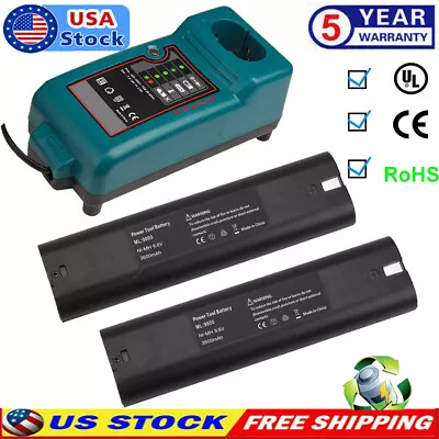 2Pack For MAKITA 9.6VOLT Battery / Charger 9000 9001 632007-4 191681-2 9033 9102 • $17