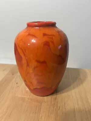 Mid Century Modern Drip Glaze Vase Orange & Red Art Pottery USA California MCM • $24.90