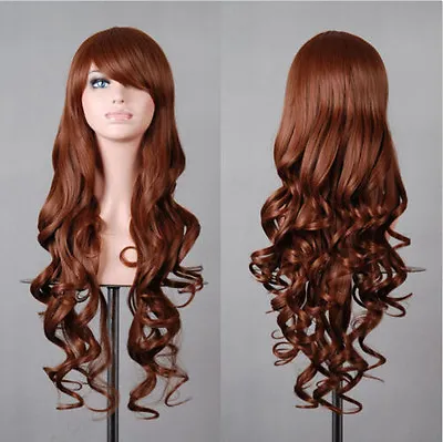 Pretty 80cm Long Curly Wigs Cosplay Costume Hair Anime Full Wavy Halloween Wig • $14.99