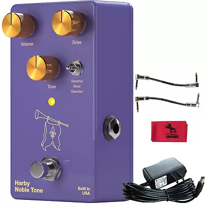 Harby Noble Tone Overdrive / Boost / Distortion Pedal W/ Power Cables & Cloth • $179