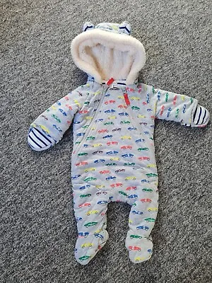 £5 • Buy Baby Boden Snowsuit 0-3months, Furry Hood With 'ears', Turnback Cuffs,grey With 