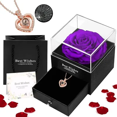 Preserved Rose Necklace: Jewellery Box Gift With 'I Love You' In 100 Languages  • £13.99