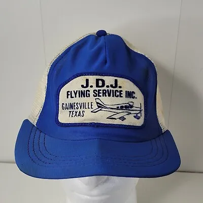 VTG JDJ Flying Service Patch Snapback Cap Trucker Hat Gainesville Texas Plane  • $16.14