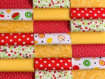 Fabric Patchwork Squares 30 X 5”  12.5cm Cotton Quilting Craft Yellow Bees Z42 • £6.20