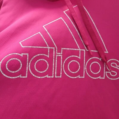 $9.60 • Buy ADIDAS WOMENS Sweatshirt  Hoodie XL Pullover Pink Spell Out Logo