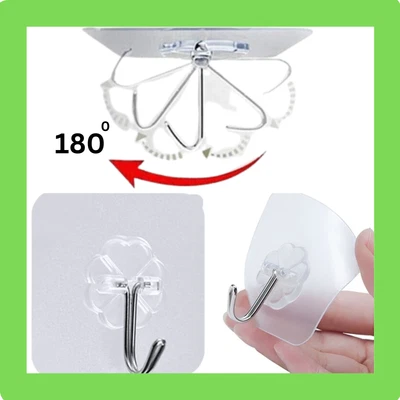 £2.35 • Buy 5 X Self Adhesive Strong Sticky Hooks Heavy Duty Wall Seamless Transparent Hook