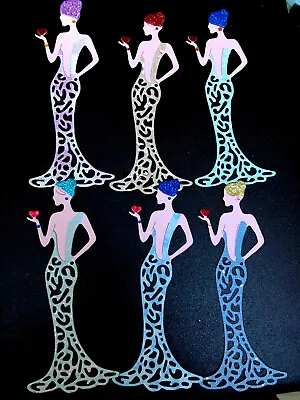 Elegant Lady Die Cuts X 6 Measures 13cm X 3cm Approx Ideal For Any Occasion. • £1.20