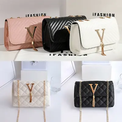 £7.99 • Buy Womens Quilted Chain Strap Bag Ladies Party Wedding Shoulder Cross Body Handbags