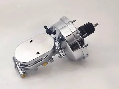 7  Street Rod Power Brake Booster W/ Flat Top 1  Bore Master Cylinder CHROME • $128.95