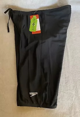 SPEEDO Eco ProLT Size 34 UPF 50+ Repreve Men's Black Long Shorts Jammers • $28.95