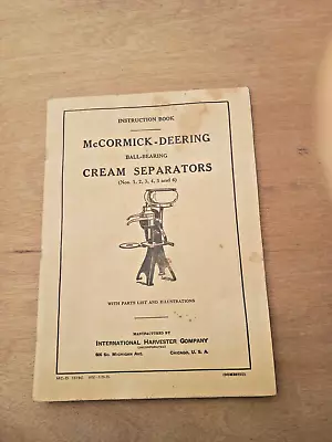 1935 McCormick- Deering IH Ball Bearing Cream Separator Instruction Book Manual • $14.99