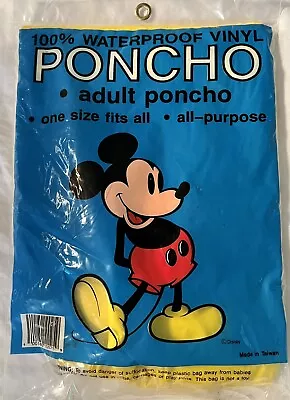 Vintage Disney Mickey Mouse Rain Poncho Adult~ One Size Waterproof • $5