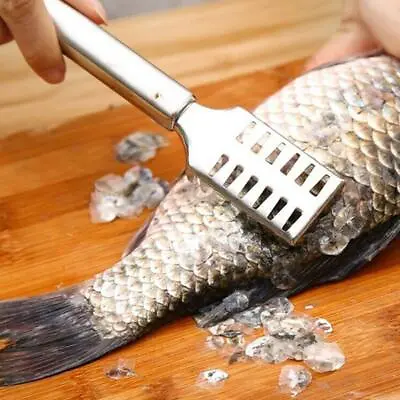 Fish Scale Remover Kitchen Tool Steel Scalier Descaler Scraper Peeler H3E9 • $6.69