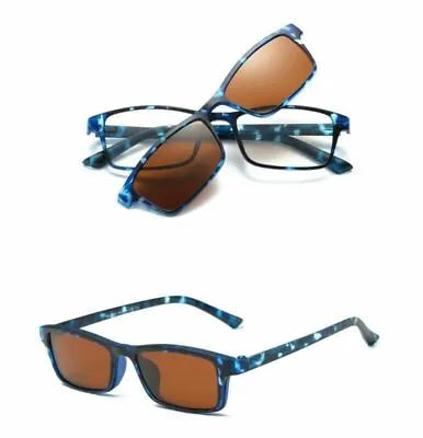 Magnetic Clip-on Polarized Sunglasses Eyeglass Frames Rx Driving Fishing FFA453 • $23.95