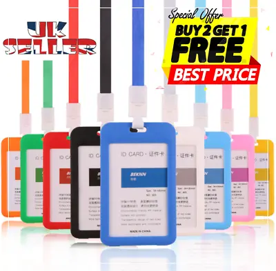 New Badge Portable Double-Sided Transparent Employee Plastic ID Card Holder UK • £3.29