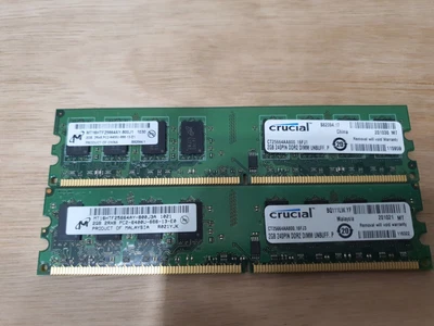 £5 • Buy 2x 2GB Crucial CT25664AA800.16FJ1 PC2-6400 240-Pin DDR2-800MHz Non ECC RAM